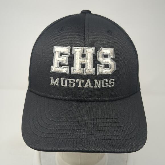 EHS Mustangs Strapback Baseball Cap Black OS Adjustable Embroidered Fanthread - Picture 2 of 8
